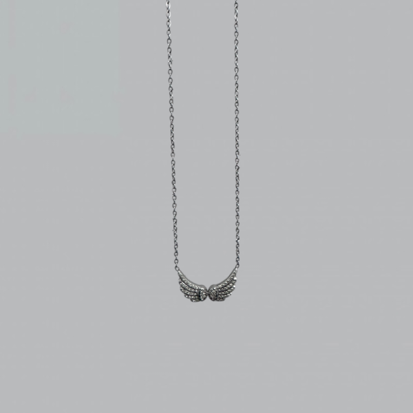 crystal angel silver necklace